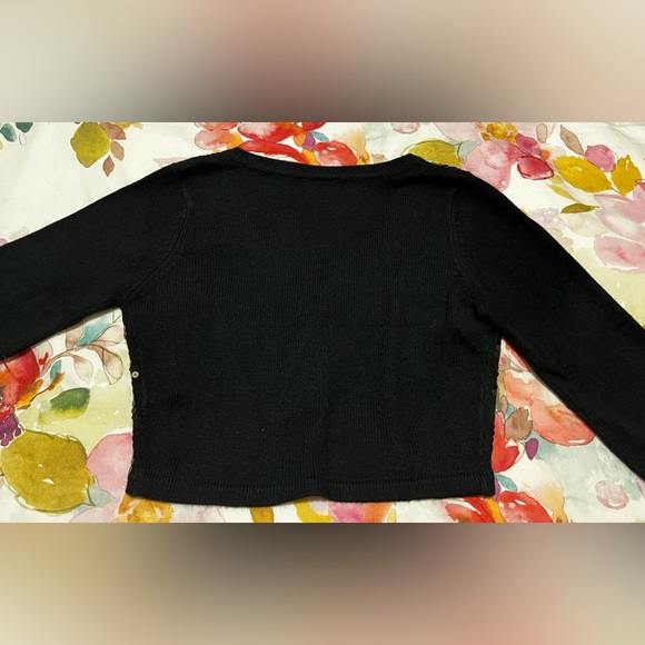 NEW! Black cropped sweater, sequin front, button up. Size: Medium - Picture 8 of 8